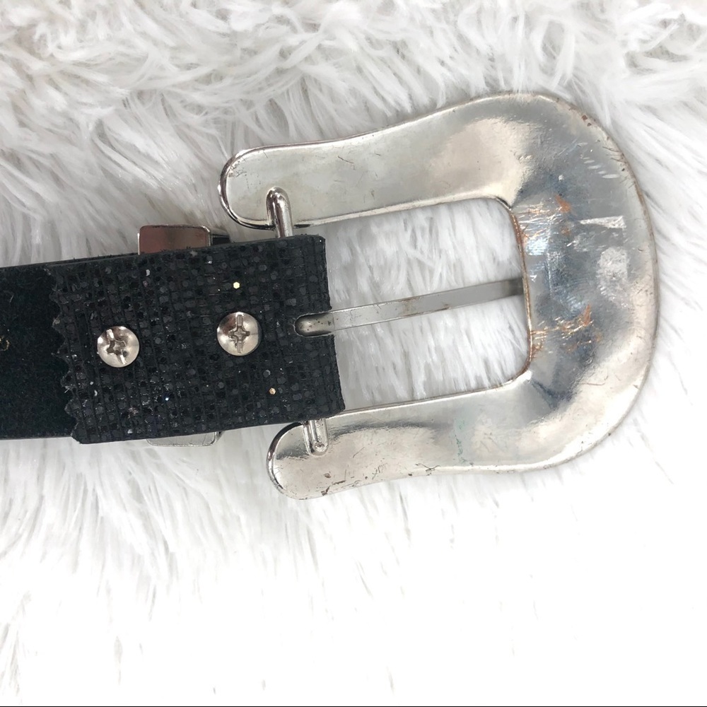 Black Leather & Rhinestone Belt - BLING - Picture 7 of 12